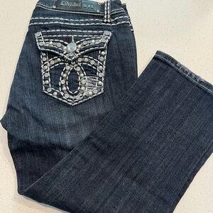 L.A. Idol Dark Blue Boot Cut Jeans with Embellished Pocket